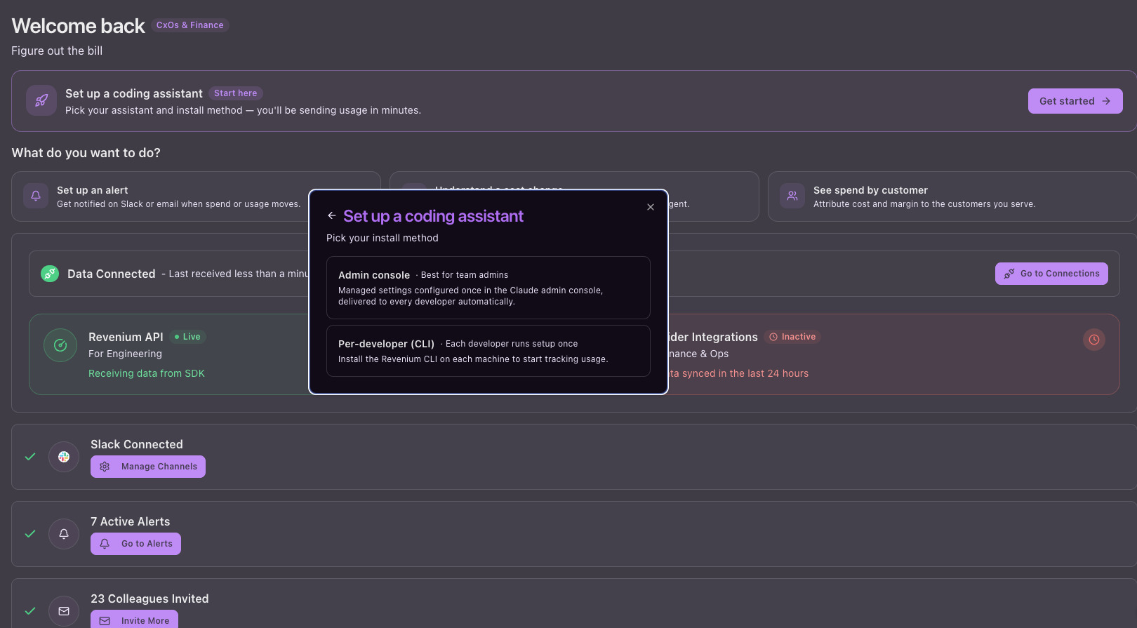 Guided setup step: pick your install method