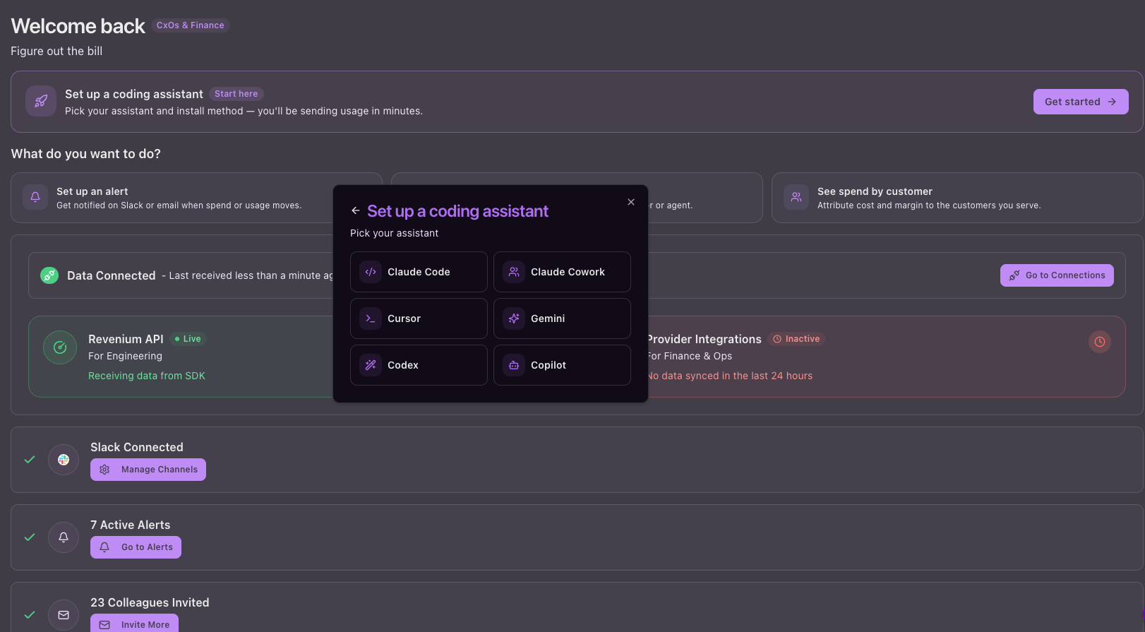 Guided setup step: pick your assistant